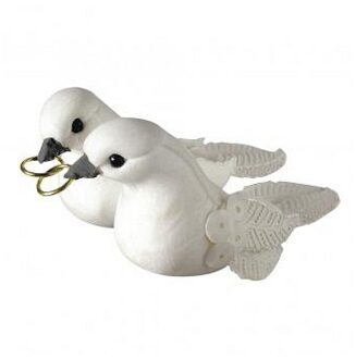 Rayher hobby materialen Witte decoratie Duiven/duifjes met ringen