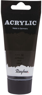 Rayher hobby materialen Zwarte acrylverf/hobbyverf op waterbasis 75 ml - Hobbyverf