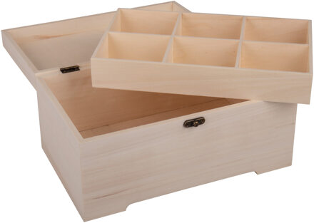 Rayher Hobby opberg kistje - vakjes - sluiting/deksel - 28 x 18 cm