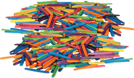 Rayher ijsstokjes gekleurd - 900x - 5,5 x 0,6 cm - knutselstokjes - hobby houtjes artikelen