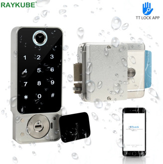 RAYKUBE Fingerprint Door Lock Waterproof Outdoor Gate Bluetooth TT Lock Wifi Passcode IC Card Keyless Enter Electronic Lock W5
