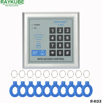 Raykube Rfid Reader Access Control Keypad Proximity Entry Deurvergrendeling + 10 Stuks Keyfobs Voor Huis/Office/Home verbetering R-K03