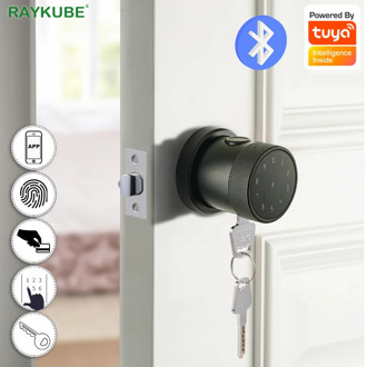 RAYKUBE Wifi Bluetooth Fingerprint Door Lock Support Tuya Smartlife APP 13.56Mhz Card Code Keyless Latch Knob Lock Smart L06