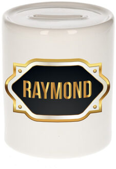 Raymond naam / voornaam kado spaarpot met embleem - Naam spaarpotten Multikleur