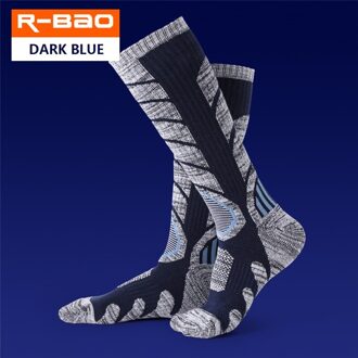 RB3301 Outdoor Skiën/Wandelen Sokken Badstof Zool Dikker Warm Houden Ademend Slijtvaste Sport Sokken donker blauw / L