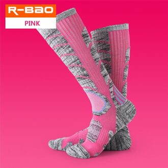 RB3301 Outdoor Skiën/Wandelen Sokken Badstof Zool Dikker Warm Houden Ademend Slijtvaste Sport Sokken roze / M