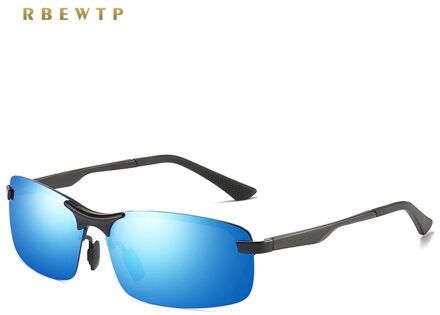 RBEWTP Zonnebril Mannen Semi-Randloze Gepolariseerde Rijden Nachtzicht Lens Zonnebril UV400 Frame Eyewear Gafas De dus blauw