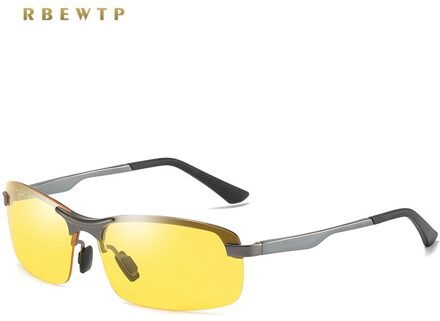 RBEWTP Zonnebril Mannen Semi-Randloze Gepolariseerde Rijden Nachtzicht Lens Zonnebril UV400 Frame Eyewear Gafas De dus geweer-Night Vision