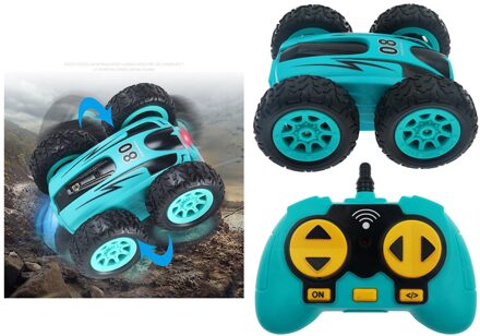 Rc Auto 2.4G 4CH Stunt Dubbelzijdig Bounce Stunt Auto Rock Crawler Roll Auto 360 Graden Flip Kids speelgoed Blauw
