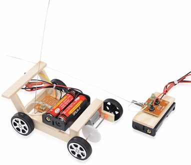 Rc Auto Set Leermiddelen Experiment Model Kinderen Natuurkunde Houten Draadloze Controle Voertuig Educatief Speelgoed Wetenschap Diy Monteren