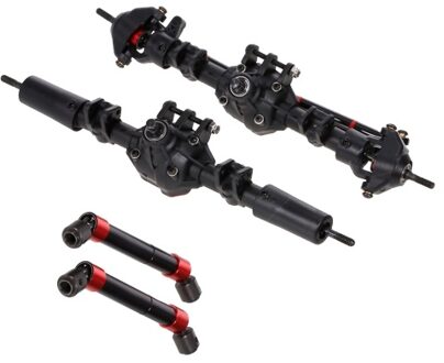 RC Car Front Rear Straight Complete Axle with 2pcs Metal Drive Shafts for 1/10 RC Crawler Axial SCX10 II 90046 90047