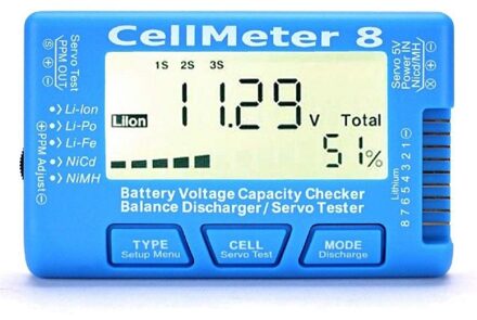 RC CellMeter-8 1-8S Digitale Batterij Capaciteit Voltage Checker Meter LiPo Li-lon NiMH Batterij tester CellMeter 8