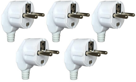 Rdxone 16A Eu 4.8 Mm Ac Elektrische Power Bedraden Plug Man Voor Wire Sockets Outlets Adapter Verlengsnoer Connector Plug wit - 5 stuk