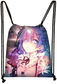 Re:Zero kara Hajimeru Isekai Seikatsu drawstring bag women storage bag Anime Emilia Rem teenager backpack kids bookbag gift