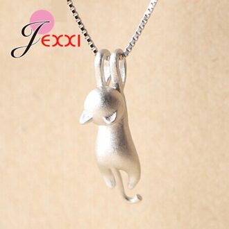 Real 925 Sterling Zilver Mooie Kat Hangers Ketting Vrouwen/Meisjes Partij Accessoire Schattige Dieren Dame Sieraden