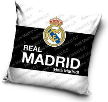 Real Madrid Kussen Logo 40 X 40 Cm Wit/zwart