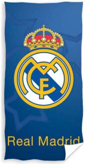 Real Madrid Strandlaken Logo 70 X 140 Cm Blauw
