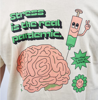 Real Pandemic SO-SPRB02C heren t-shirt met korte mouwen en ronde hals Beige