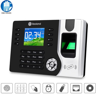 Realand Biometric TCP/IP Fingerprint Time Attendance Machine RFID Employee Check-in Recorder USB for Office Free Software DC12V