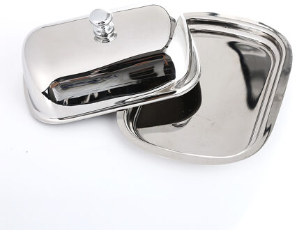 Realand Oval Rvs Botervloot Box Container Shiny Kaas Server Opslag Keeper Lade met te Houden Deksel