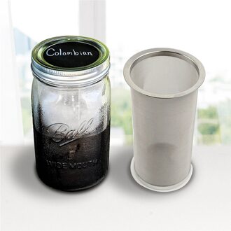 Realand Premium Rvs Mason Jar Koude Brouwsel Koffiezetapparaat en Iced Thee-ei Losse Blad Thee Mesh Filter Zeef
