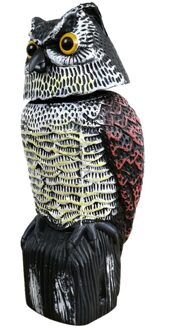 Realistische Vogel Scarer Roterende Kop Geluid Uil Prowler Decoy Bescherming Repellent Pest Control Vogelverschrikker Tuin Yard