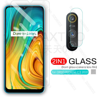 realme c3 glass 2-in-1 camera protectors for oppo real me c3 2020 realmi realmy raelme c 3 6.5'' phone screen film steklo cover