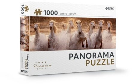 Rebo Legpuzzel Panorama 1000 Stukjes - White Horses