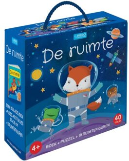 Rebo Productions De ruimte - Boek-Puzzel- 10 figuren