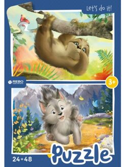 Rebo Productions legpuzzel Wolf & Luiaard junior 24/48 stukjes