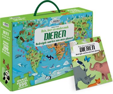 Rebo Productions puzzel Dieren junior 70 x 48 cm ovaal 200 stuks