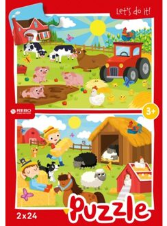 Rebo Productions Rebo Legpuzzel 2x24 Stukjes - Farm Animals