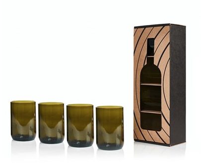 Rebottled Waterglas Bruin 330 Ml - 4 Stuks