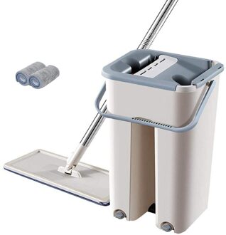 Rebound Automatische Handmatige Emmer Ruimtebesparend Handenvrij Squeeze Platte Mop Set Vervanging Doek Floor Cleaning Woonkamer Keuken