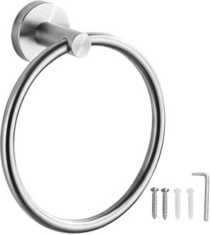 Recableght Rvs Handdoek Houder Badkamer Hanger Keuken Handdoekenrek Rail Bar Ring Set 5Pcs Muur Toiletpapier Plank 3-4 Stuks towel ring-zilver