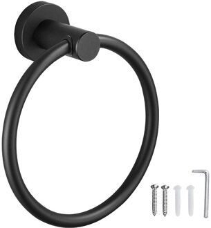 Recableght Rvs Handdoek Houder Badkamer Hanger Keuken Handdoekenrek Rail Bar Ring Set 5Pcs Muur Toiletpapier Plank 3-4 Stuks towel ring-zwart