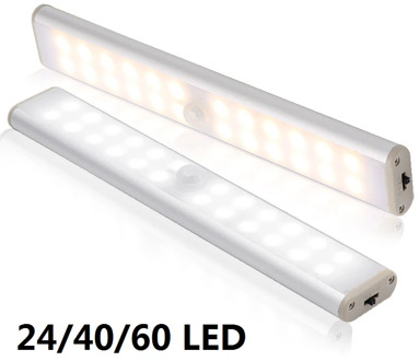 Rechargeable Motion Sensor Closet Light 6 10 24 40 60 LEDs Under Cabinet Light Magnetic Night Lamp For Kitchen Stairs Wardrobe