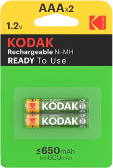 Rechargeable Ni-MH AAA battery 650mAh (2 pk)