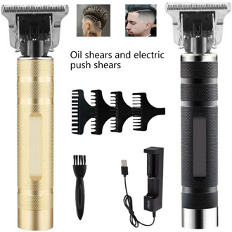 Rechargeable T-blade Hair Clipper Barber Carving Hair Trimmer Electric Clippers Barbershop Cordless Baldheaded Outliner Men