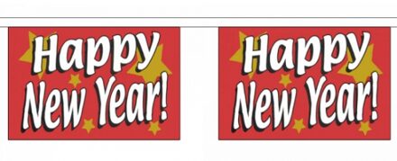 Recht hoekige happy new year vlaggenlijn