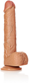 Rechtdoorlopende Realistische Dildo met Ballen en Zuignap - 11 / 28 cm