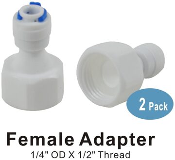 Rechte Adapter 1/2 "Draad Vrouwelijke X 1/4" Quick Connect Fitting Onderdelen Voor Water Filters En Omgekeerde Osmose Ro systemen-2 Pack