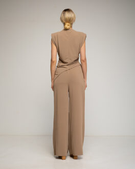 Rechte broeken met figuurnaden Camel