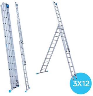 Rechte Driedelige Ladder - Reform Ladder - 3x12 Sporten + Gevelrollen