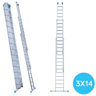 Rechte Driedelige Ladder - Reform Ladder - 3x14 Sporten + Gevelrollen
