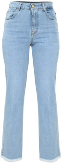 Rechte jeans met pailletten op de zakken Kocca , Blue , Dames - W32,W29,W31,W28,W24,W30,W27,W26,W25