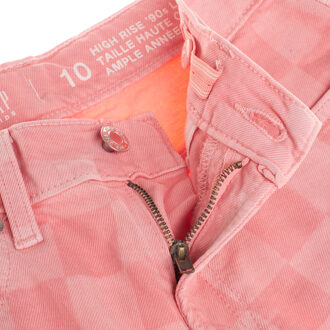 Rechte jeans met ruitpatroon 484105 meisjes Roze