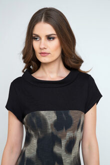 Rechte jurk met abstracte print Grijs/bruin - EU 38 / UK 10