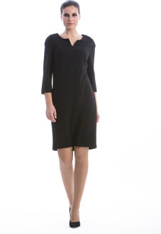 Rechte jurk met bontdetail Zwart - EU 36 / UK 8