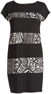 Rechte jurk met printdetail Zwart